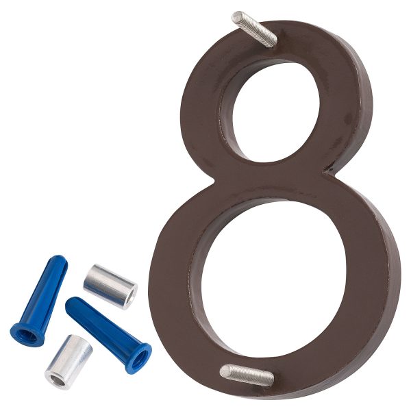 12" Satin Nickel/Roman Bronze Two Tone Aluminum floating or flat Modern House Numbers 0-9
