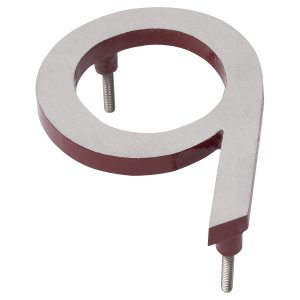 8" Satin Nickel/Brick Red Two Tone Aluminum floating or flat Modern House Numbers 0-9