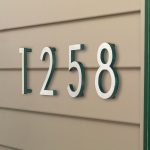 8" Satin Nickel/Hunter Green Two Tone Aluminum floating or flat Modern House Numbers 0-9