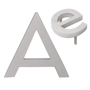 4"  Individual Polished Brushed Aluminum Modern Floating Uppercase and Lowercase Letters A-Z