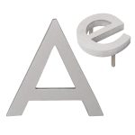 16"  Individual Polished Brushed Aluminum Modern Floating Uppercase and Lowercase Letters A-Z