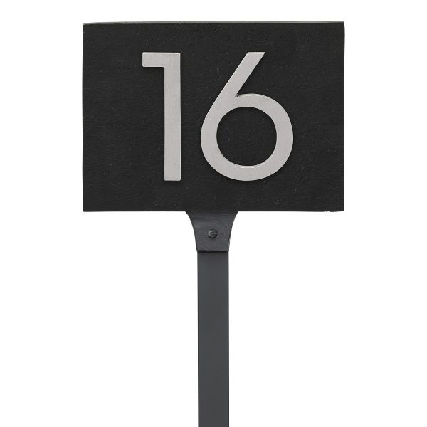 Floating Modern 6" Number Horizontal Address Plaque with Lawn Stakes (2 characters)