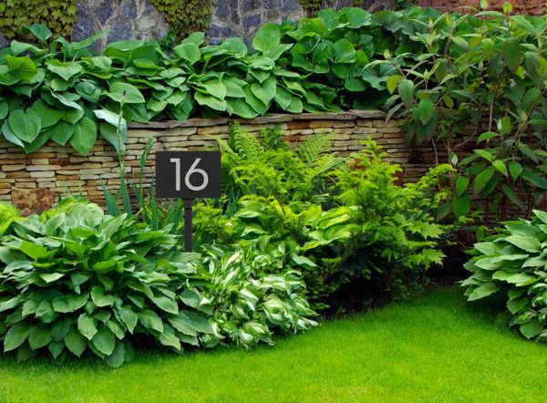 Floating Modern 6" Number Horizontal Address Plaque with Lawn Stakes (2 characters)