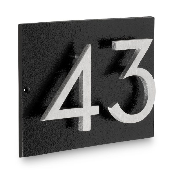 Floating Modern 6" Number Horizontal Address Plaque with Lawn Stakes (2 characters)