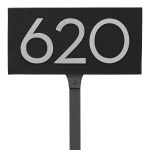 Floating Modern 6" Number Horizontal Address Plaque with Lawn Stakes (3 characters)