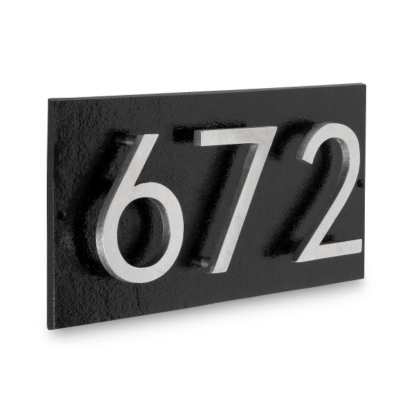 Floating Modern 6" Number Horizontal Address Plaque with Lawn Stakes (3 characters)