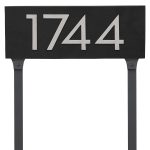 Floating Modern 6" Number Horizontal Address Plaque with Lawn Stakes (4 characters)