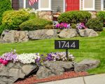 Floating Modern 6" Number Horizontal Address Plaque with Lawn Stakes (4 characters)