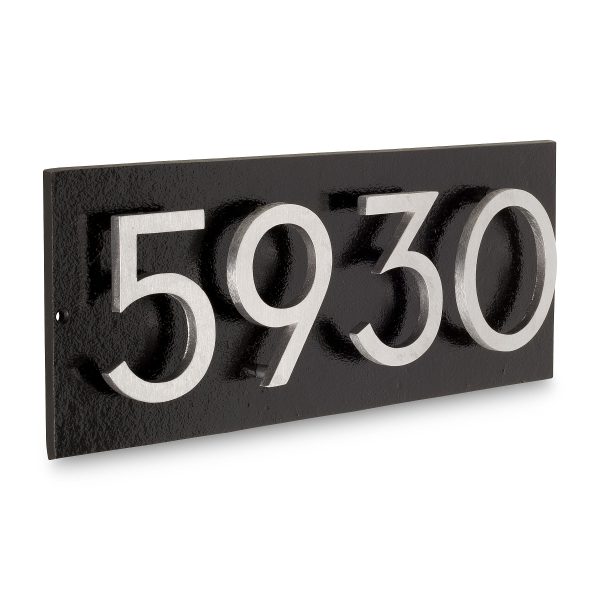 Floating Modern 6" Number Horizontal Address Plaque with Lawn Stakes (4 characters)