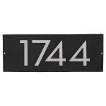 Floating Modern 6" Number Horizontal Address Plaque with Lawn Stakes (4 characters)