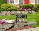 Floating Modern 6" Number Horizontal Address Plaque with Lawn Stakes (5 characters)