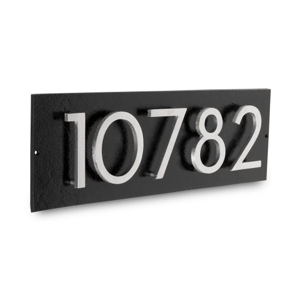 Floating Modern 6" Number Horizontal Address Plaque with Lawn Stakes (5 characters)