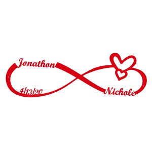 Steel Laser-Cut Personalized Infinity Wall Sign with Hearts (5 Sizes & 15 Colors)