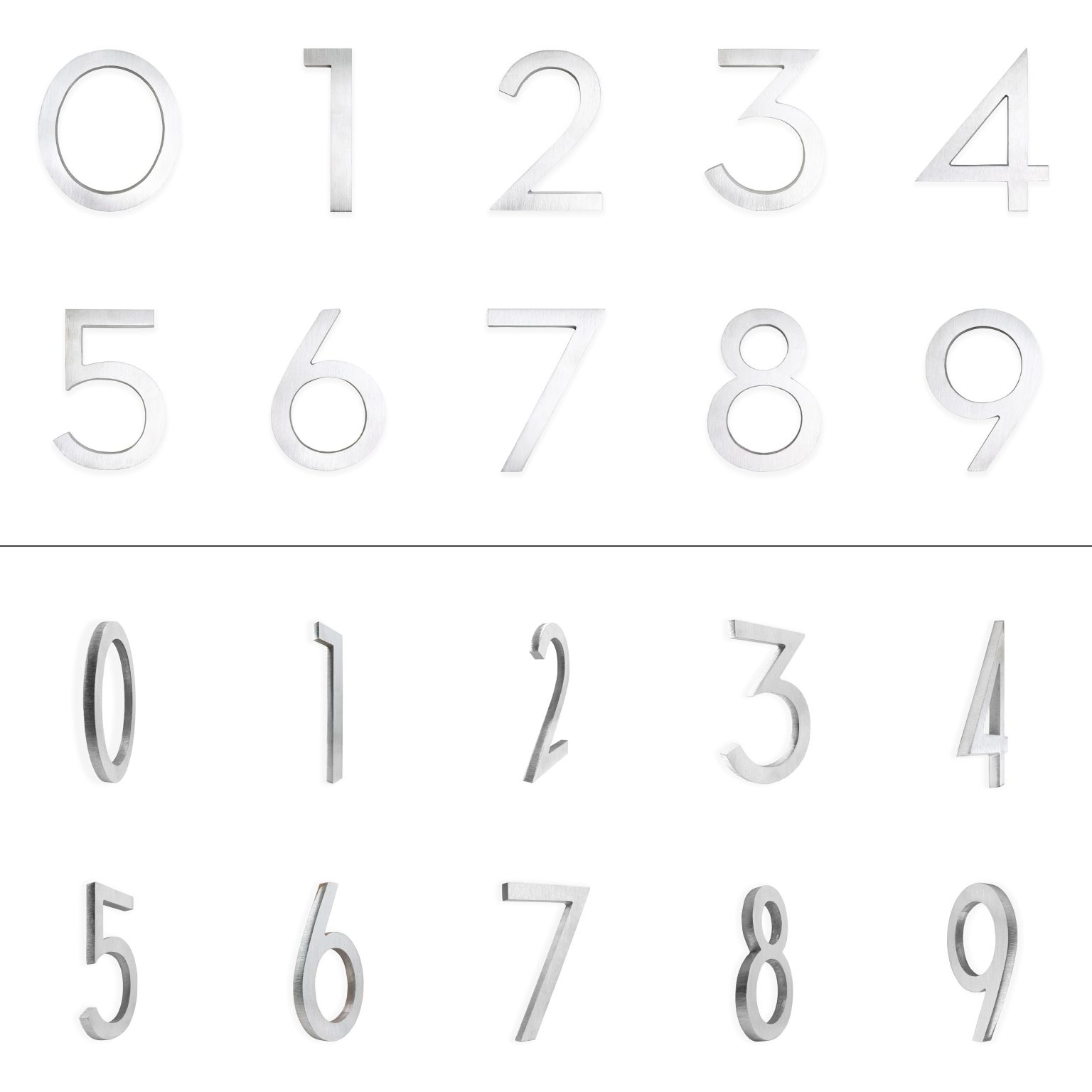 Polished Satin Nickel Two Tone Modern Floating House Numbers (8 Sizes ...