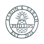 Personalized Steel Circle Pineapple Monogram Name and Date Wall Sign (15 Colors & 5 Sizes) - Image 10
