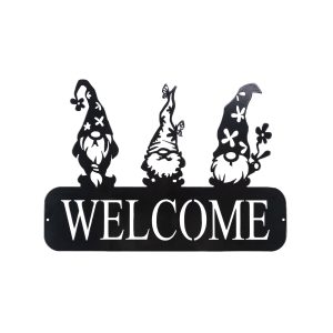 Steel Welcome Garden Gnome Wall or Lawn Sign (Color & Mount Options)