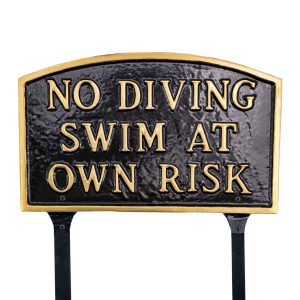 No Diving Swim at Own Risk Arch Statement Plaque Sign (Mount, Size & Color Options)
