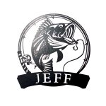 Custom Steel Circle Fishing Rod with Bass One-Line Name Wall Sign (5 Sizes & 15 Colors) - Image 6