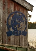 Custom Steel Circle Fishing Rod with Bass One-Line Name Wall Sign (5 Sizes & 15 Colors) - Image 2