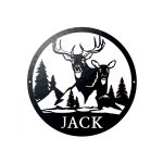 Custom Steel Circle Buck & Doe One-Line Name Wall Sign (5 Sizes & 16 Colors) - Image 4