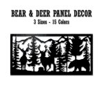 Steel Bear & Deer Large Panel Decor Wall Sign (3 Sizes & 15 Colors)