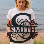 Personalized Steel Royale Font Split Letter Monogram Wall Sign (8 Sizes & 14 Colors) - Image 4