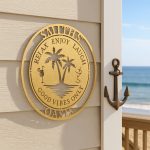 Custom Steel Circle Beach Oasis Family Name Sign (5 Sizes & 17 Colors) - Image 2