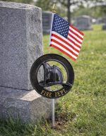 Cast Aluminum Firefighter Grave Markers with Stakes (3 Ornament Types & 7 Colors) - Image 2