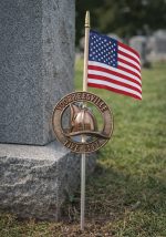 Cast Aluminum Firefighter Grave Markers with Stakes (3 Ornament Types & 7 Colors) - Image 3