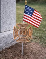 Cast Aluminum Firefighter Grave Markers with Stakes (3 Ornament Types & 7 Colors) - Image 5