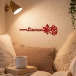 Custom Steel 12" & Up Forever Rose Name Wall Sign (5 Sizes & 16 Colors) - Image 3