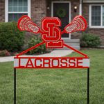 Steel Spring Lake School Lacrosse Red/Gray Two-Plate Yard Sign with Stakes - Image 3