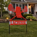 Steel Spring Lake School Lacrosse Red/Gray Two-Plate Yard Sign with Stakes - Image 2