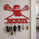 Personalized Steel Spring Lake School Lacrosse Wall Key Holder Plaques - Image 2